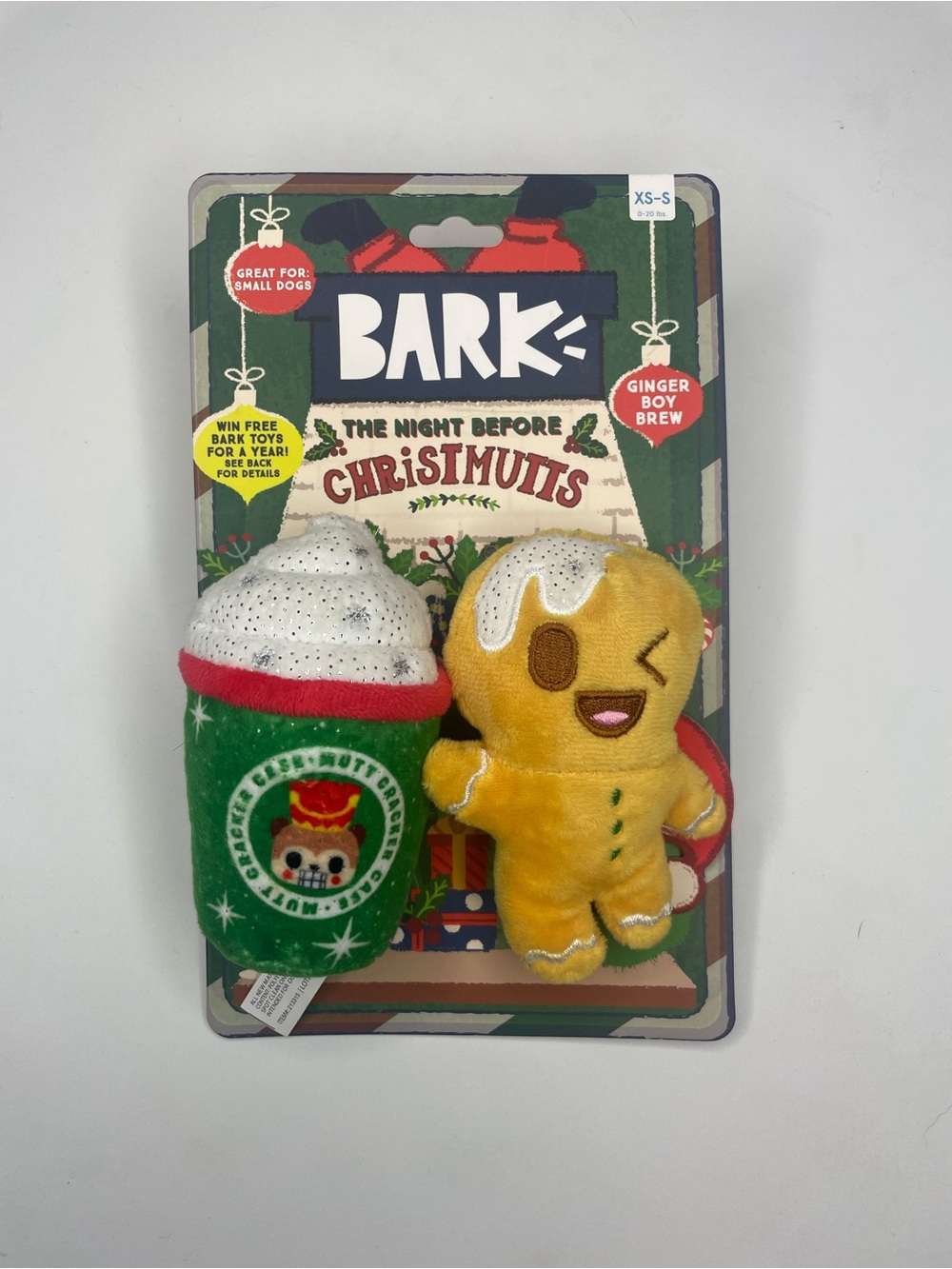 Bark Holiday Ginger Boy Brew Plush Toy Set - Green & Yellow